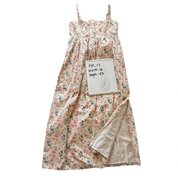 NEW Rebecca Taylor Long Emma Dress Size 8 Floral Maxi Cream Blush Blue Pockets - Picture 5 of 12